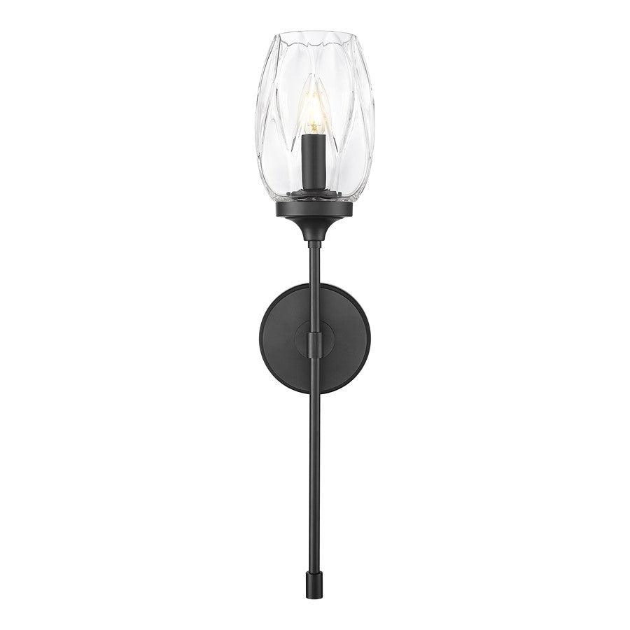 Z-Lite Cassian 1 Light Wall Sconce, Matte Black/Clear