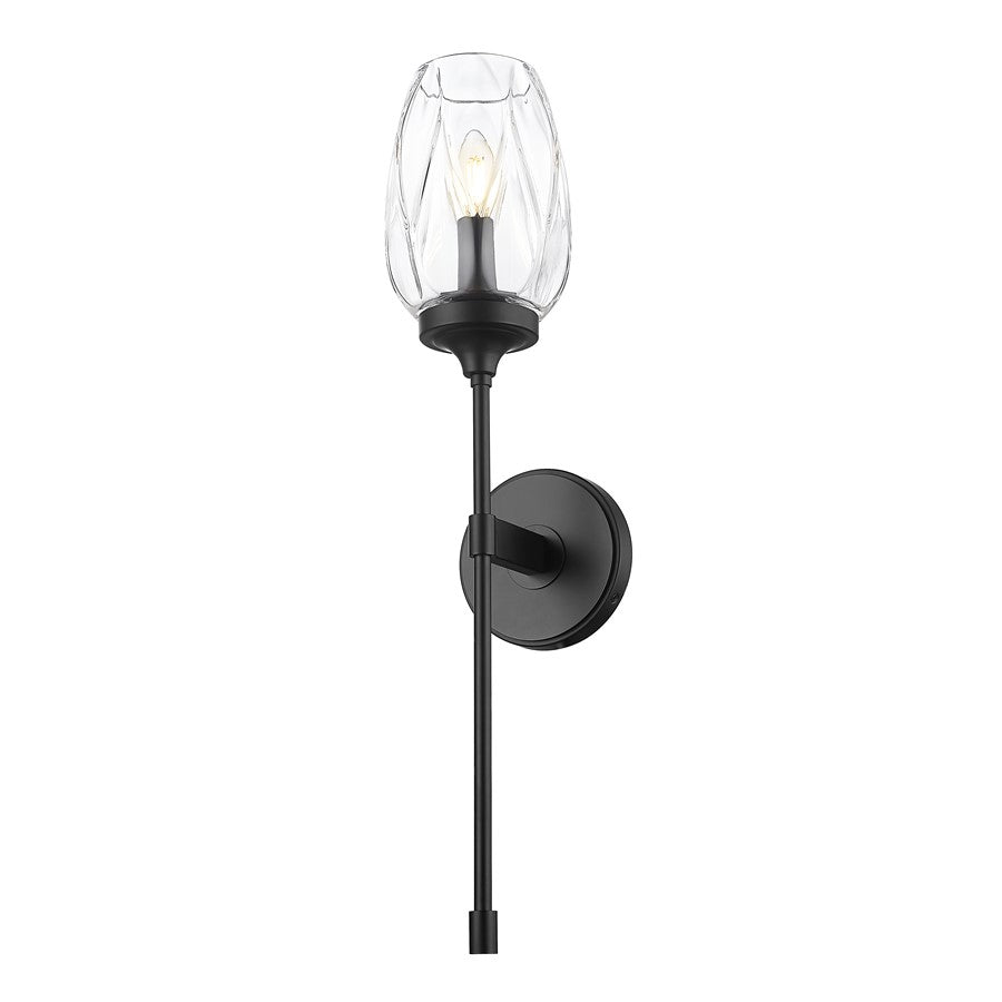 Z-Lite Cassian 1 Light Wall Sconce, Matte Black/Clear