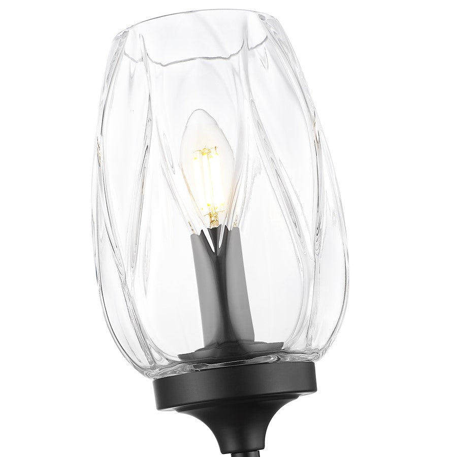 Z-Lite Cassian 1 Light Wall Sconce, Matte Black/Clear