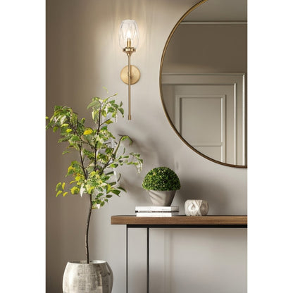 Z-Lite Cassian 1 Light Wall Sconce, Modern Gold/Clear