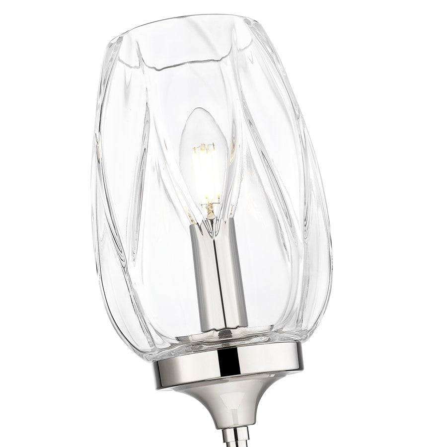 Z-Lite Cassian 1 Light Wall Sconce, Polished Nickel/Clear