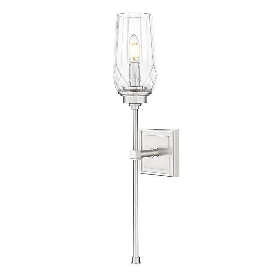 Z-Lite Cosmo 1 Light Wall Sconce, Brushed Nickel/Clear - 2015-1S-BN