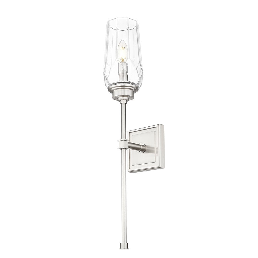 Z-Lite Cosmo 1 Light Wall Sconce, Brushed Nickel/Clear