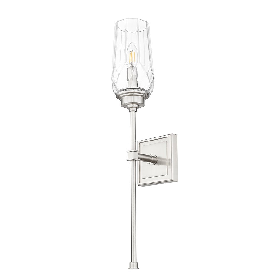 Z-Lite Cosmo 1 Light Wall Sconce, Brushed Nickel/Clear