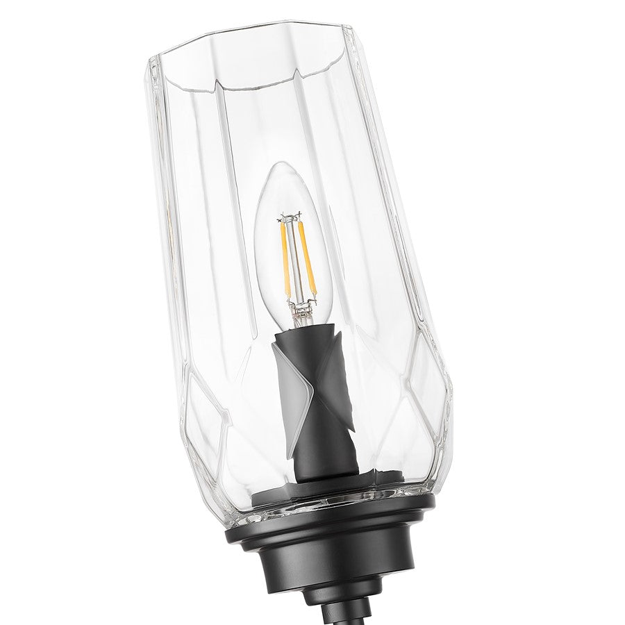 Z-Lite Cosmo 1 Light Wall Sconce, Matte Black/Clear