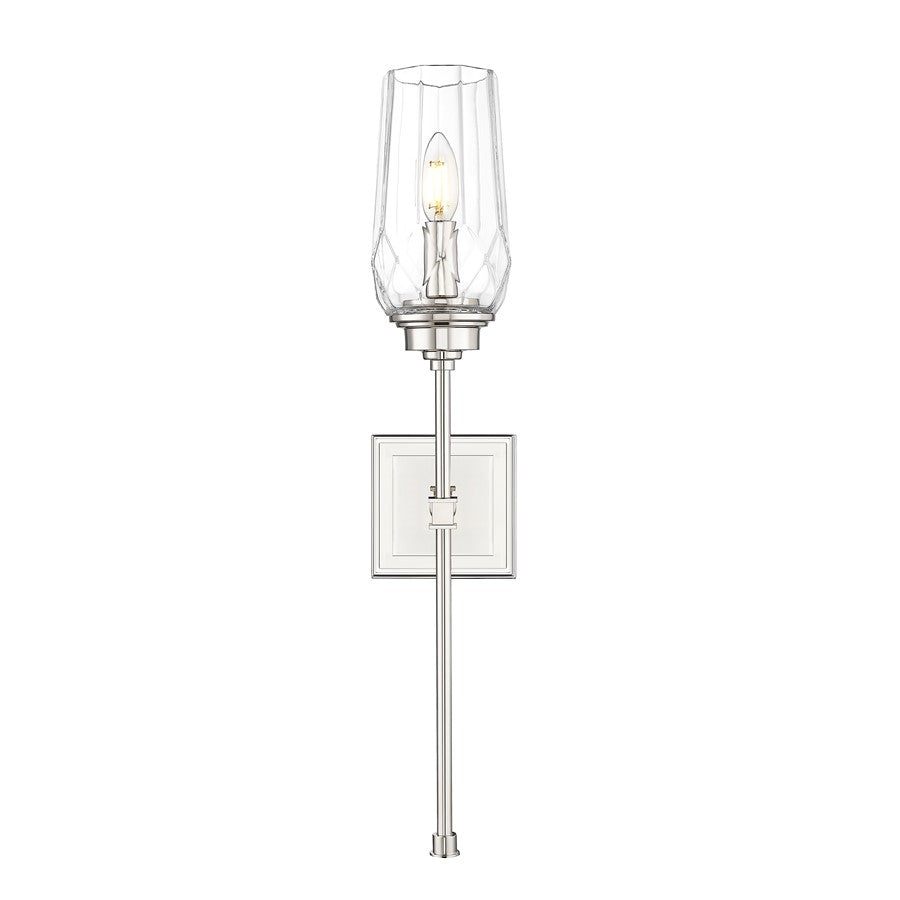 Z-Lite Cosmo 1 Light Wall Sconce, Polished Nickel/Clear
