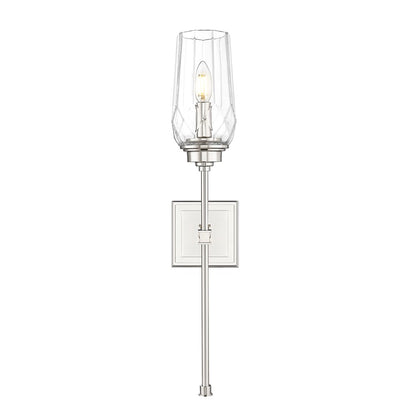 Z-Lite Cosmo 1 Light Wall Sconce, Polished Nickel/Clear