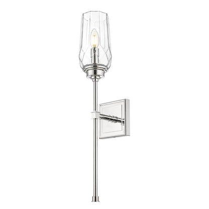 Z-Lite Cosmo 1 Light Wall Sconce, Polished Nickel/Clear