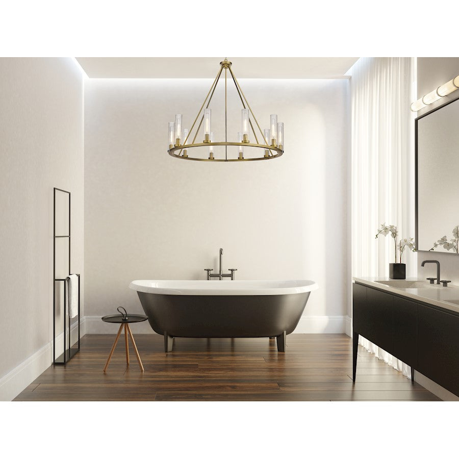 Beau Chandelier, Rubbed Brass