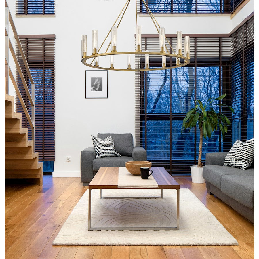 Beau Chandelier, Rubbed Brass