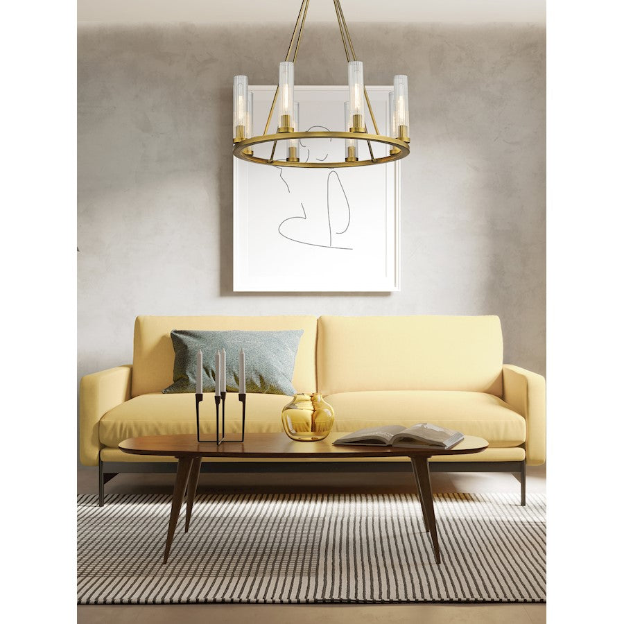 Beau Chandelier, Rubbed Brass