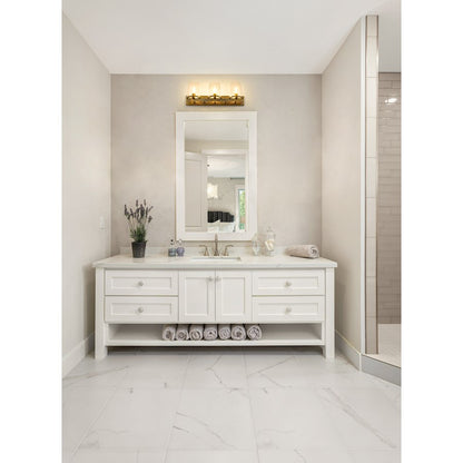 3 Light Bathroom Vanity Light, Rubbed Brass