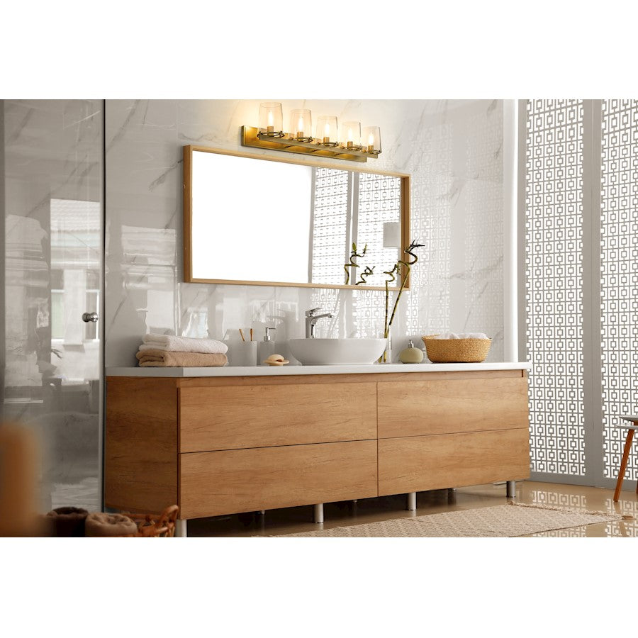 5 Light Bathroom Vanity Light, Rubbed Brass