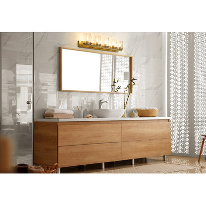 5 Light Bathroom Vanity Light, Rubbed Brass