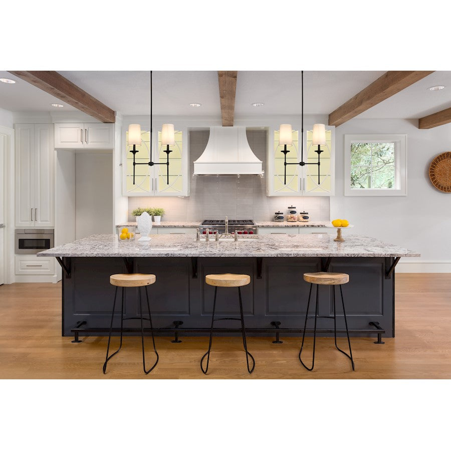 2 Light Chandelier, Off White