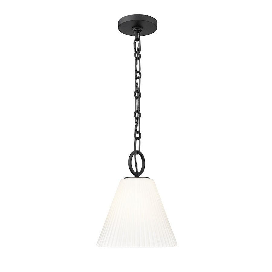 Z-Lite Alaric 1 Light 10" Pendant, Matte Black/White - 3042P10-MB