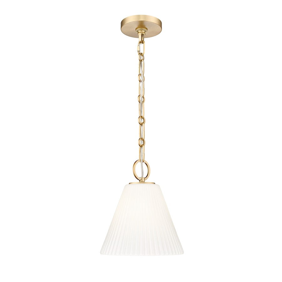 Z-Lite Alaric 1 Light 10" Pendant, Modern Gold/White - 3042P10-MGLD