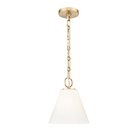 Z-Lite Alaric 1 Light 10" Pendant, Modern Gold/White - 3042P10-MGLD