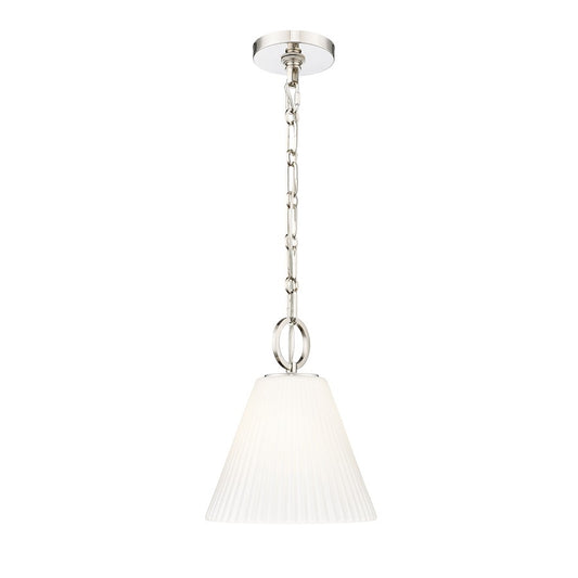 Z-Lite Alaric 1 Light 10" Pendant, Polished Nickel/White - 3042P10-PN