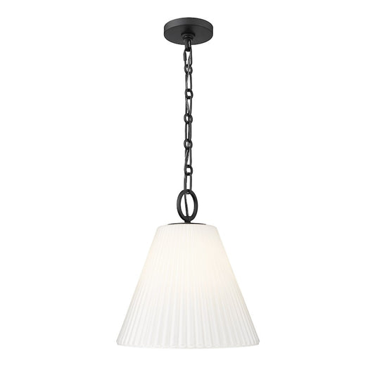 Z-Lite Alaric 1 Light 14" Pendant, Matte Black/White - 3042P14-MB