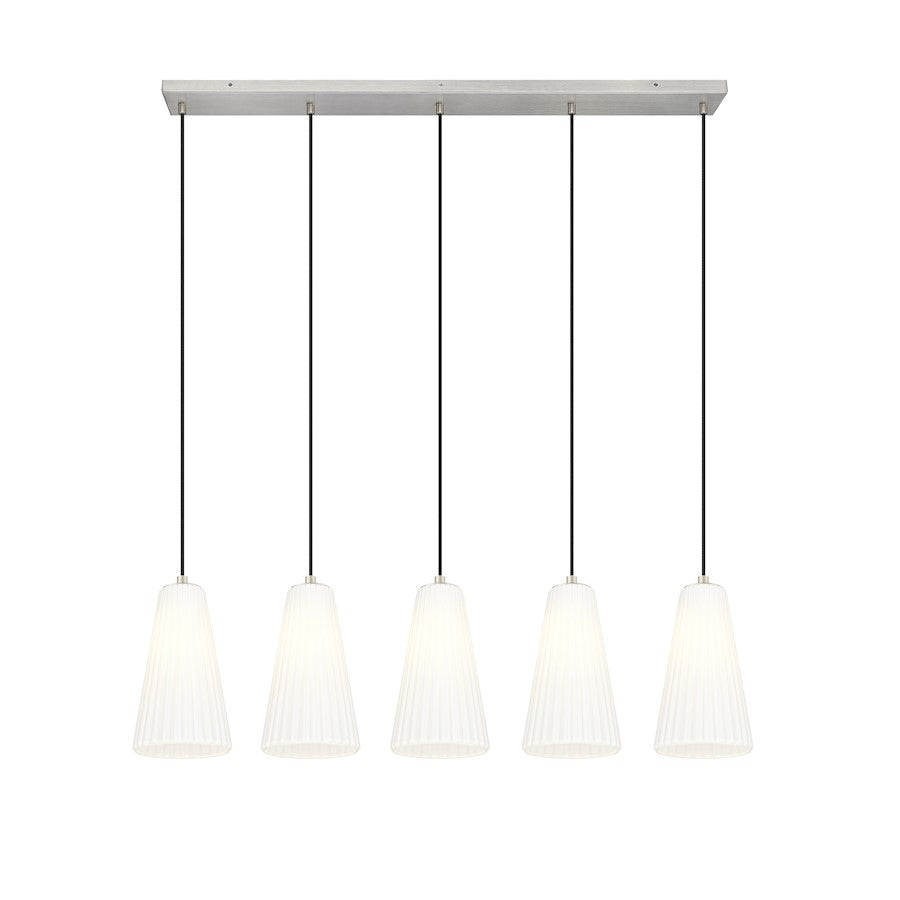 5 Light 6" Linear Chandelier, Brushed Nickel