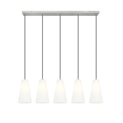 5 Light 6" Linear Chandelier, Brushed Nickel