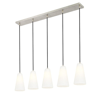 5 Light 6" Linear Chandelier, Brushed Nickel