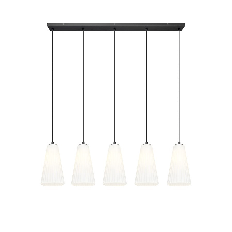 5 Light 6" Linear Chandelier, Matte Black