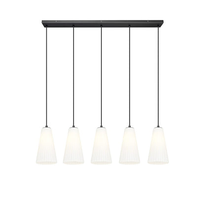 5 Light 6" Linear Chandelier, Matte Black