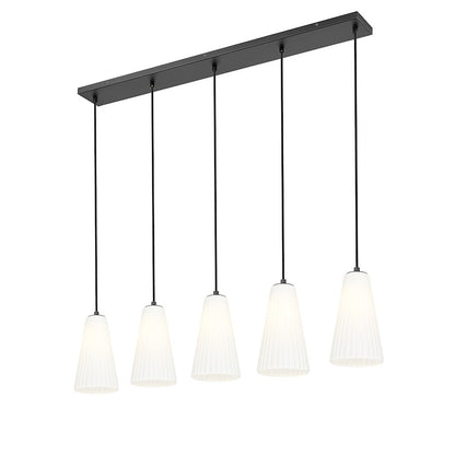 5 Light 6" Linear Chandelier, Matte Black