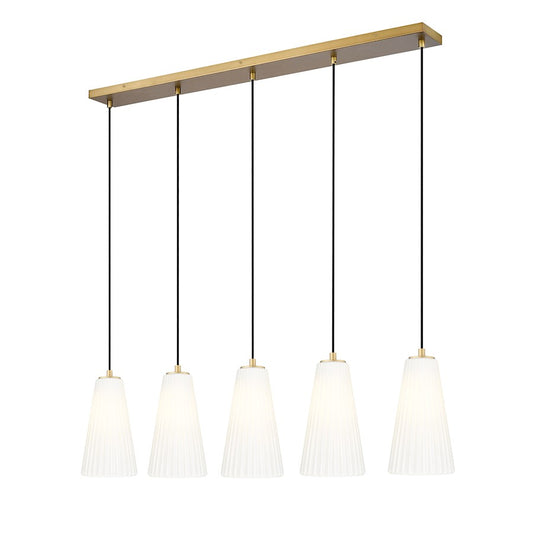 Z-Lite Farrell 5 Light 6" Linear Chandelier, Modern Gold/White - 3043P6-5L-MGLD