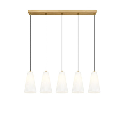 5 Light 6" Linear Chandelier, Modern Gold