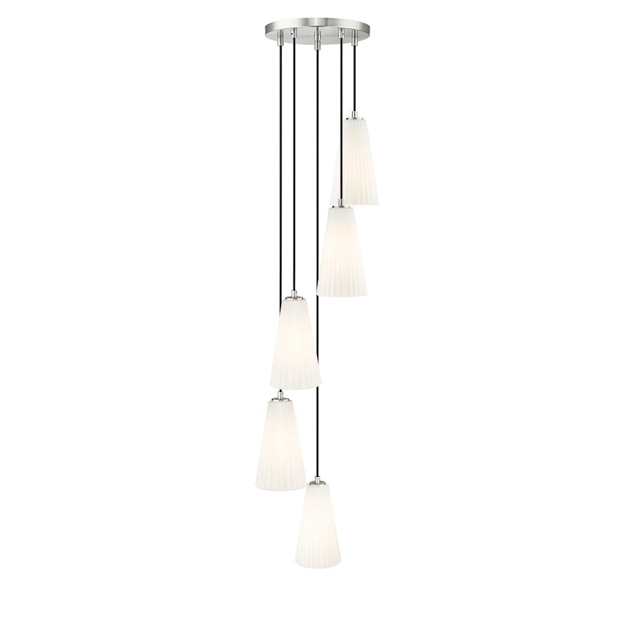 5 Light 11" Chandelier, Brushed Nickel