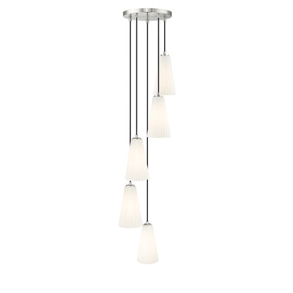 5 Light 11" Chandelier, Brushed Nickel