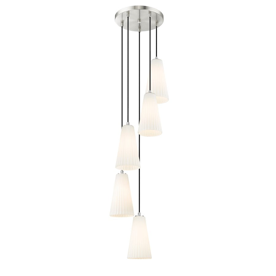 5 Light 11" Chandelier, Brushed Nickel