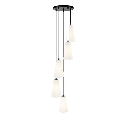 5 Light 11" Chandelier, Matte Black