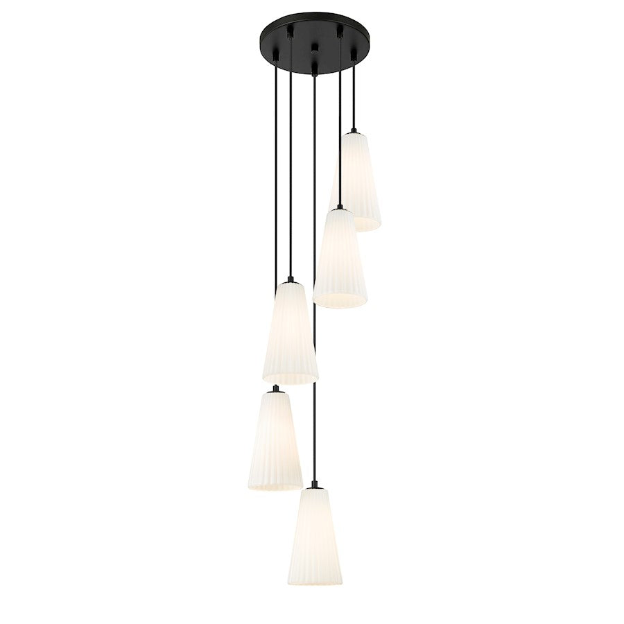 5 Light 11" Chandelier, Matte Black