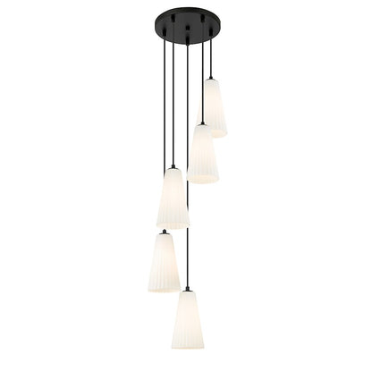 5 Light 11" Chandelier, Matte Black