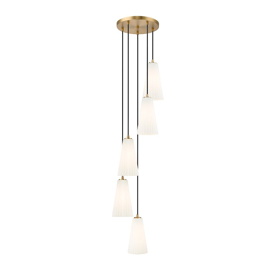 Z-Lite Farrell 5 Light 11" Chandelier, Modern Gold/White - 3043P6-5R-MGLD