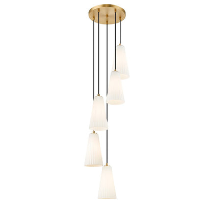 5 Light 11" Chandelier, Modern Gold