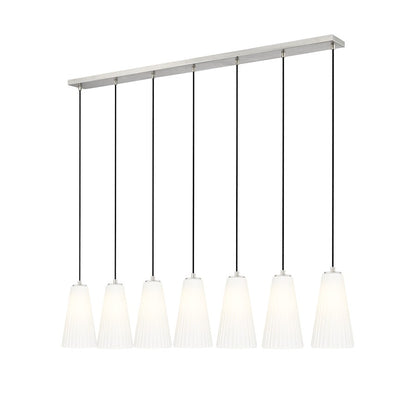 Z-Lite Farrell 7 Light 6" Linear Chandelier, Brushed Nickel/White - 3043P6-7L-BN