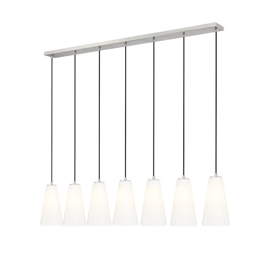 Z-Lite Farrell 7 Light 6" Linear Chandelier, Brushed Nickel/White - 3043P6-7L-BN