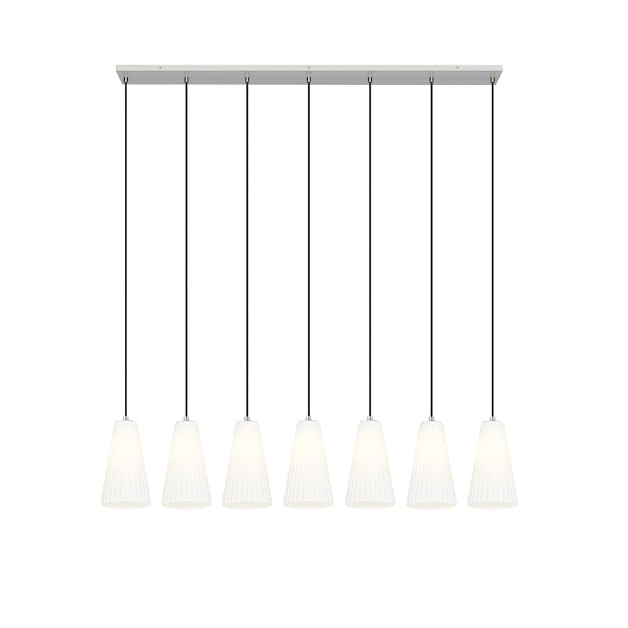 7 Light 6" Linear Chandelier, Brushed Nickel