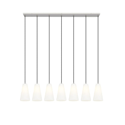 7 Light 6" Linear Chandelier, Brushed Nickel