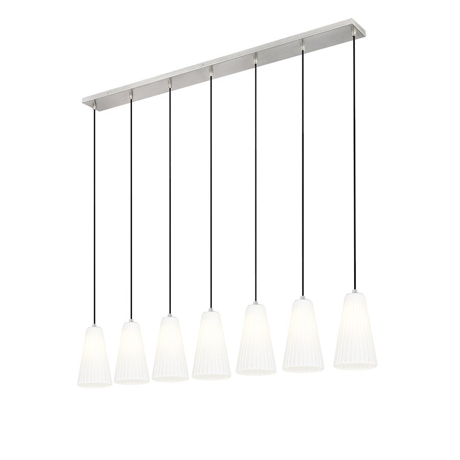 7 Light 6" Linear Chandelier, Brushed Nickel