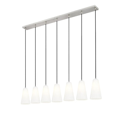 7 Light 6" Linear Chandelier, Brushed Nickel