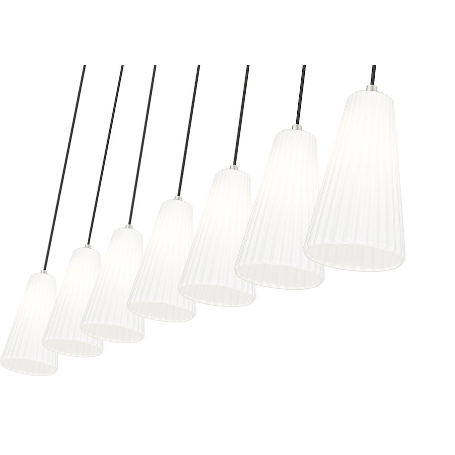 7 Light 6" Linear Chandelier, Brushed Nickel