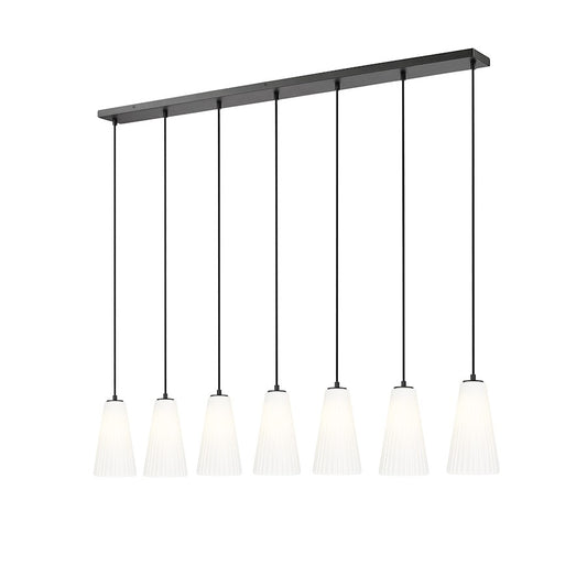 Z-Lite Farrell 7 Light 6" Linear Chandelier, Matte Black/White - 3043P6-7L-MB