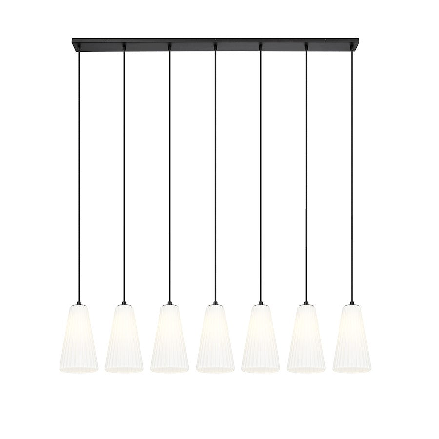 7 Light 6" Linear Chandelier, Matte Black