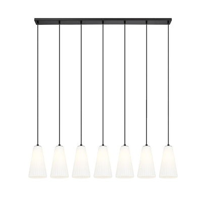 7 Light 6" Linear Chandelier, Matte Black